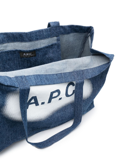 Apc Diane Denim Tote Bag In Blue