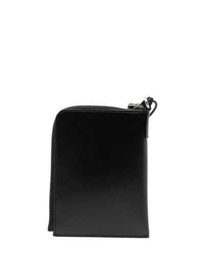 Jil Sander Tangle Leather Passport Holder In Black