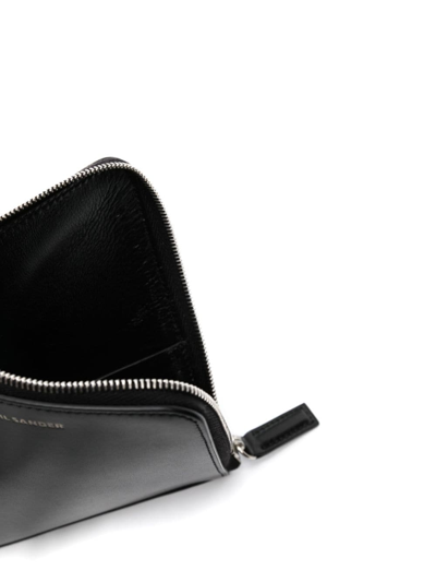 Jil Sander Tangle Leather Passport Holder In Black