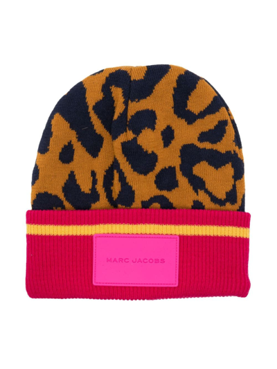 Shop Marc Jacobs Colour-block Knitted Beanie In Orange