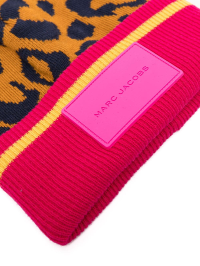 Shop Marc Jacobs Colour-block Knitted Beanie In Orange