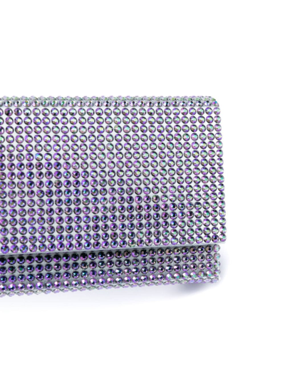 Shop Amina Muaddi Paloma Crystal-embellished Clutch In Purple
