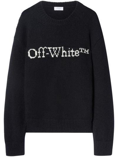 Shop Off-white Black Logo-intarsia Wool Sweater