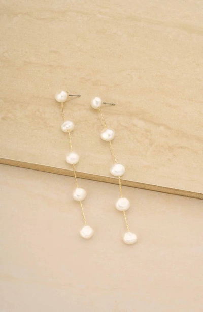 Shop Ettika Dripping Freshwater Pearl Linear Drop Earrings In Gold