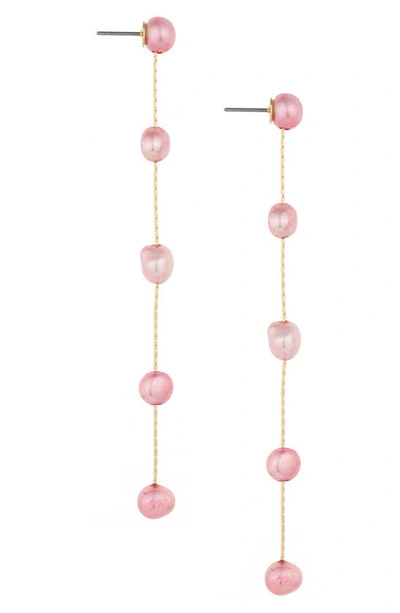 Ettika Cultured Pearl Linear Drop Earrings In Pink