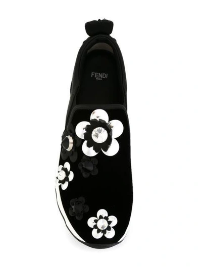 Shop Fendi Flower Appliqué Sneakers
