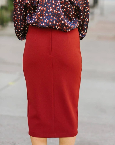 Shop Bishop + Young Button Front Pencil Skirt In Copper In Red