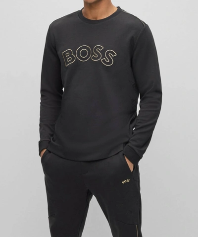 Shop Hugo Boss Men's Salbo Iconic Sweatshirt In Black In Grey