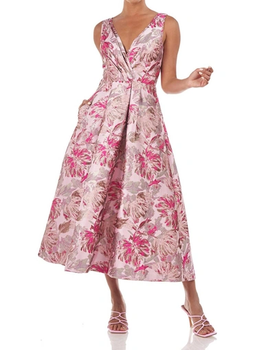 Shop Kay Unger Poppy Tea Length Dress In Azalea In Pink