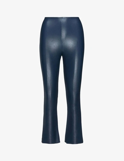 Shop Commando Faux Leather Crop Flare Legging In Navy In Blue