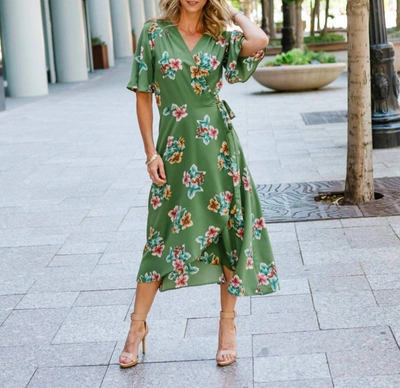 Shop B Collection By Bobeau Orna Wrap Dress In Tulum Floral In Green