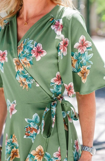 B Collection By Bobeau Orna Wrap Dress In Tulum Floral In Green