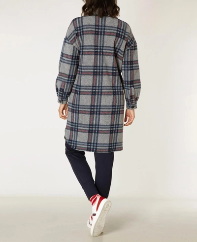 Shop Yest Ally Oversized Checked Wool-blend Coat In Dark Grey/multi