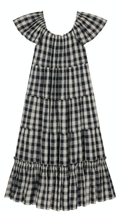 Shop The Great The Nightingale Dress In Navy Heart Check In Black