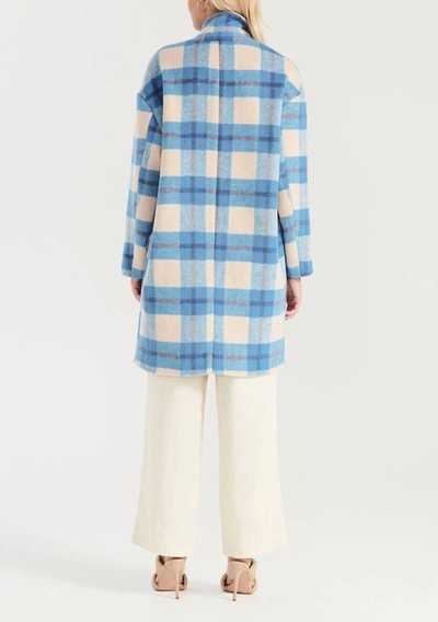 Shop Ena Pelly Oversized Wool Coat In Azure Blue Check
