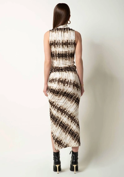 Shop Tart Collections Arden Sleeveless Dress In Folded Shibori Stripe In Brown