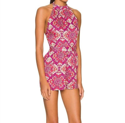 Shop Free People Coral Tides Romper In Hollyhock Combo In Pink