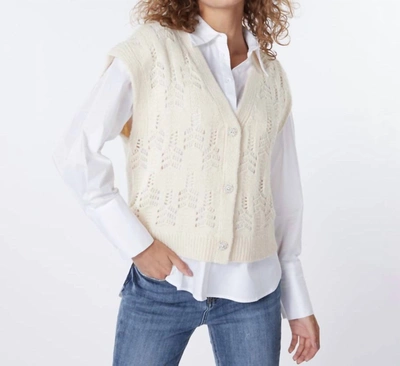 Esqualo Pointelle Knit Sweater Vest In Cream In White