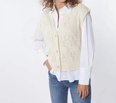 Esqualo Pointelle Knit Sweater Vest In Cream In White