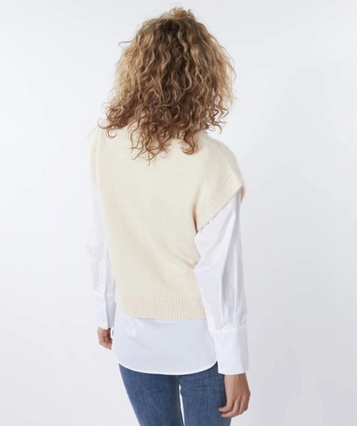 Esqualo Pointelle Knit Sweater Vest In Cream In White