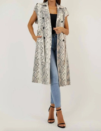 Love Token Ruth Snake Trench Coat In Blue Snake In Multi