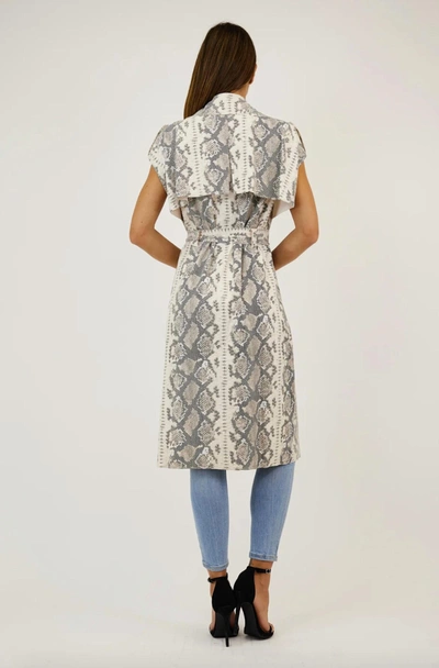 Love Token Ruth Snake Trench Coat In Blue Snake In Multi