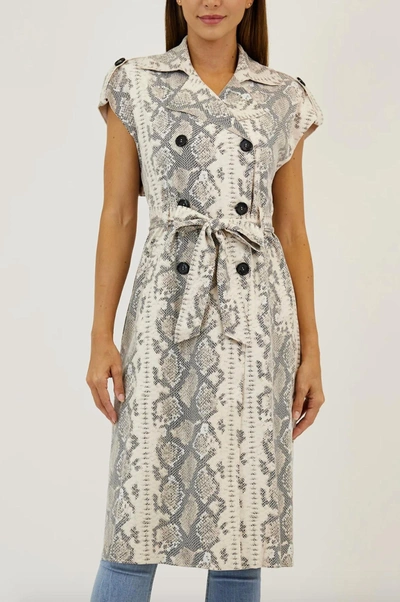Love Token Ruth Snake Trench Coat In Blue Snake In Multi