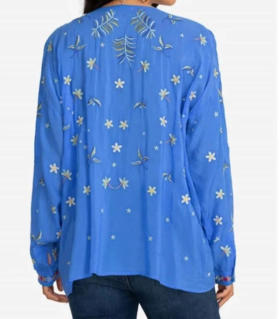 Johnny Was Stripe Garden Blouse In Ultramarine In Pink