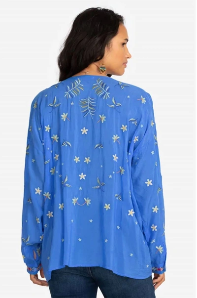 Johnny Was Stripe Garden Blouse In Ultramarine In Pink