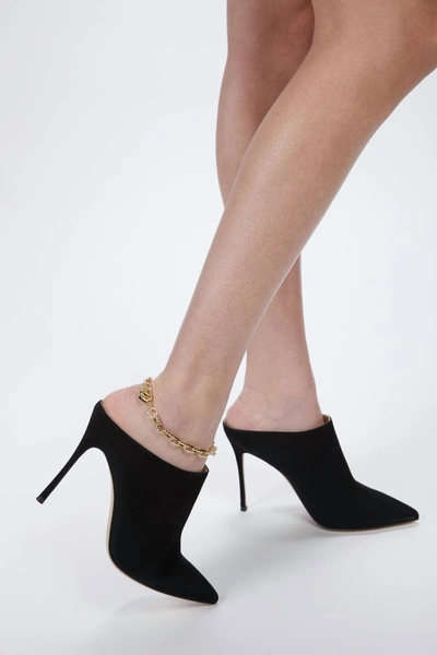 F+h Studios Ramones Hammered Chain Anklet In Gold In Silver
