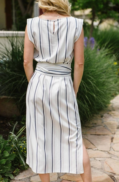 Shop Cupcakes And Cashmere Aprea Tie Shirt Dress In Ivory In Blue