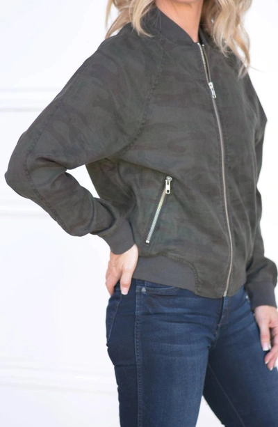 Level 99 Remy Linen Bomber In Midnight Camo In Grey