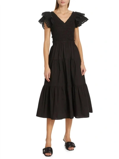 Shop En Saison Amaya Smocked Midi Dress In Black