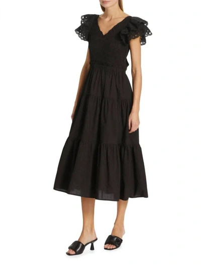 Shop En Saison Amaya Smocked Midi Dress In Black
