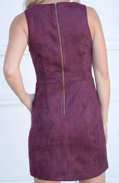 Shop Bishop + Young Gemma Faux Suede Dress In Burgundy In Red