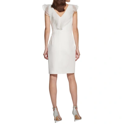 Shop Dkny Womens Ruffle Mini Sheath Dress In White