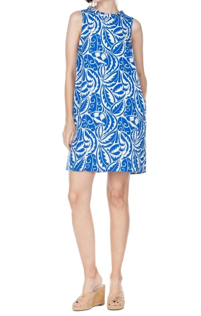 Shop Jade Ruffles Square Back Dress In Royal Print In Blue