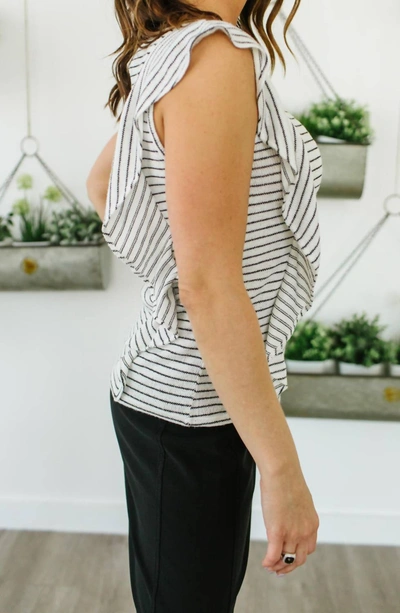 Bb Dakota Side Gig Ruffle Top In Ivory In Grey