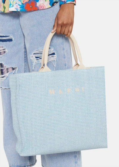 Shop Marni Basket Tote Bag In Lightblue In Multi