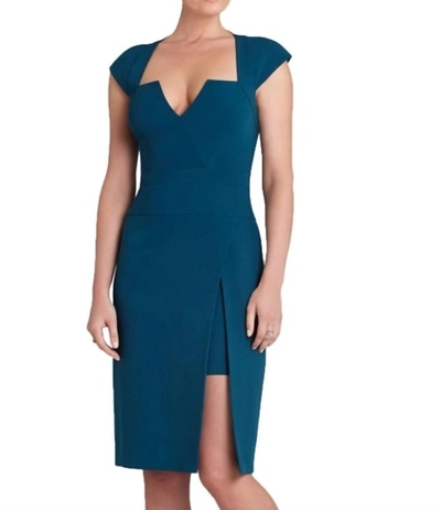 Shop Bcbgmaxazria Sleeveless Structured Short Dress In Dark Teal In Blue