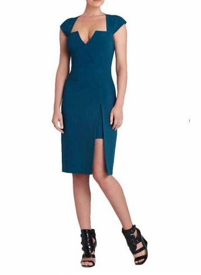 Shop Bcbgmaxazria Sleeveless Structured Short Dress In Dark Teal In Blue