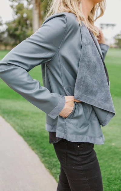 Bb Dakota Teagan Drape Front Jacket In Thunderstorm In Blue