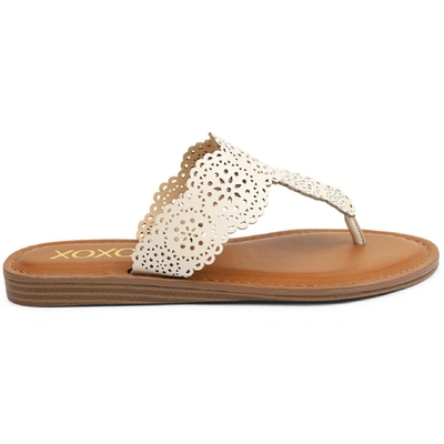Shop Xoxo Rally Womens Laser Cut Cushioned Thong Sandals In White