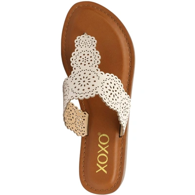 Shop Xoxo Rally Womens Laser Cut Cushioned Thong Sandals In White