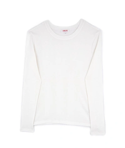 Shop Goldie Long Sleeve Cotton Rib Tee In White