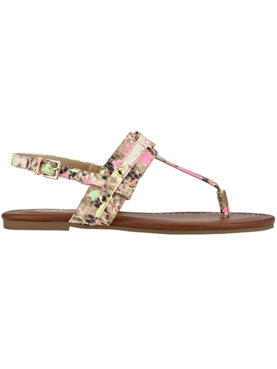 Shop Gbg Los Angeles Leedia Womens Logo Embellished T-strap Sandals In Multi