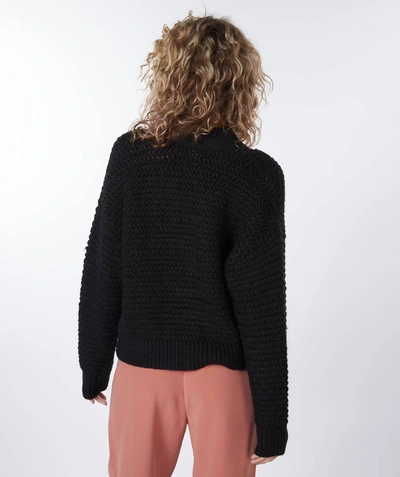 Shop Esqualo Short Zz Knit Cardigan In Black