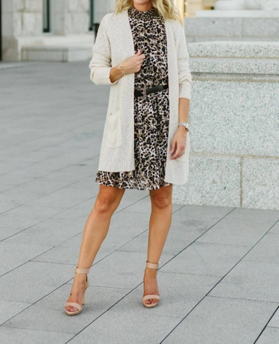 Kensie Ada Chenille Cardigan In Ivory In White