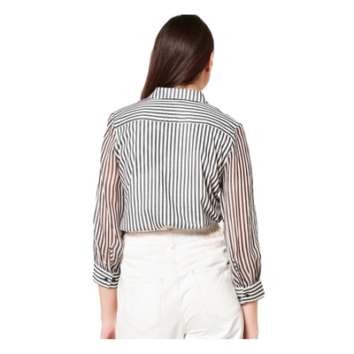 Shop Desoto Pia 3/4 Blouse In Classic Stripe In Black