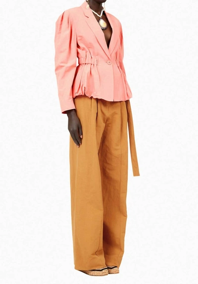 Ulla Johnson Marras Cinched-waist Peplum Jacket In Pink